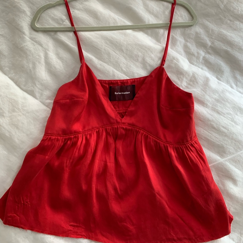 Reformation Silk Red Tank
